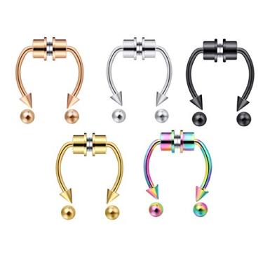 Imagem de outerunner Anel de nariz falso, piercing de septo, magnético, argola de nariz, anéis de septo falsos sem piercing Multicor