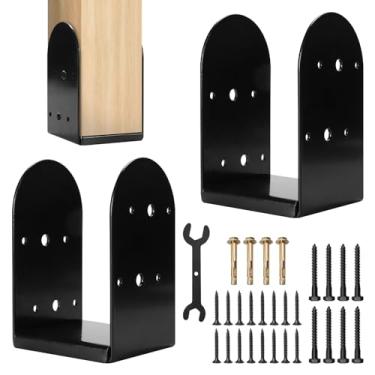 Imagem de Rasugarlary Base de poste de 10 cm x 10 cm, 2 peças de base de âncora (interna 8,9 x 8,9 cm) Suporte de poste de aço ajustável 201 para poste de madeira Pavimento Deck Varanda Corrimão Suporte Decorar