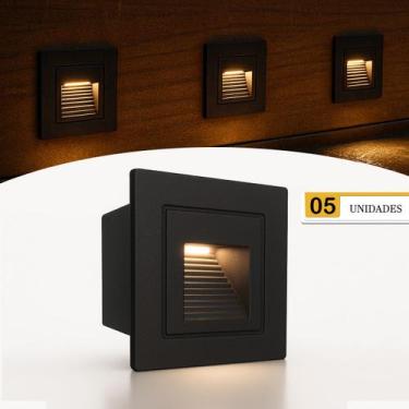 Imagem de 5 Balizador Externo Embutir Parede Preto Mini Escada Lup76 - Acende a 