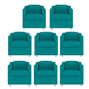 Imagem de Kit 8 Poltronas Decorativa Reforçada  Recepção Clinica Salão Suede