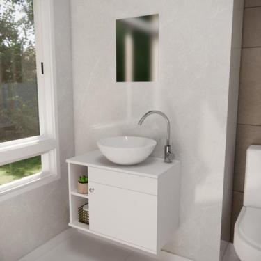 Imagem de Gabinete de Banheiro 60cm com Cuba Armário para Lavabo Suspenso - Brov