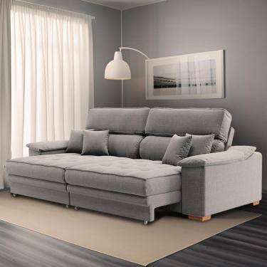 Imagem de Sofá 3 Lugares Retrátil e Reclinável Leonard Linho Cinza