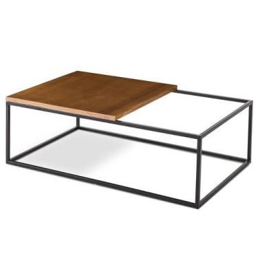 Imagem de Mesa Lateral Brighton Tampo Mel Estrutura Aço Preto 1000cm - 68559 - S