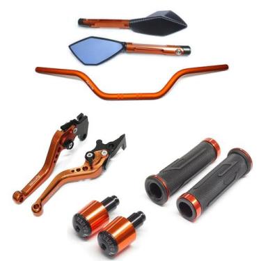 Imagem de Kit Guidão 22mm Manopla XL TM2 Manete Yes 125 - Stark Race, Laranja