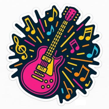 Imagem de Adesivo Recorte Guitarra Explosiva Estilo Neon