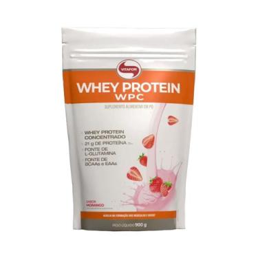 Imagem de Whey Protein Concentrado Refil 900g Morango Vitafor