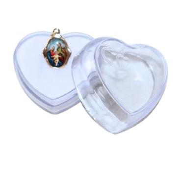 Imagem de Medalha Sag Família + caixa acrílica coração