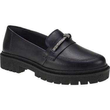 Imagem de Mocassim Tratorado Feminino Bico Redondo com Enfeite Corrente ABS 026-010 (Preto, BR, Adulto, Numérico, 37)