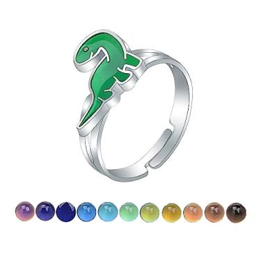 Imagem de AINILOVE Anéis com mudança de cor com sensor de temperatura, anéis fofos de tartaruga/golfinho/baleia/pinguim para meninas, presente de joias de festa de aniversário, Cobre, Pedra de humor