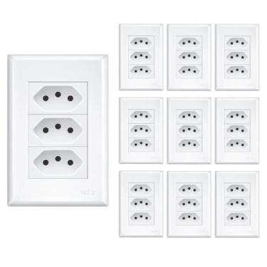 Imagem de Tomada Tripla 20a/250v C/ Placa 4x2 Fame Evidence Kit 10 un.