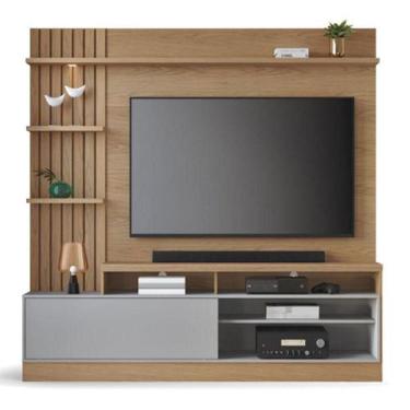 Imagem de Estante Home Theater Maceió Freijó Cinza Acetinado  Colibri - COLIBRI 