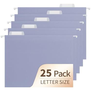 Imagem de Pastas de arquivo suspensas, pacote com 25 pastas de arquivo tamanho carta com abas de corte 1/5, essenciais de escritório para armário de arquivo e armazenamento de mesa