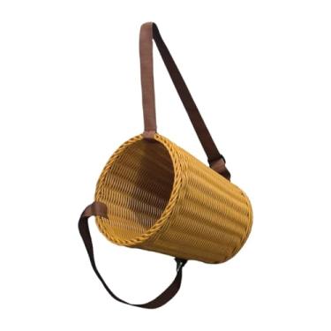 Imagem de Wswqop Mochila PP Basket Outdoor com alças de ombro, cesta infantil artesanal para compras no jardim e praia