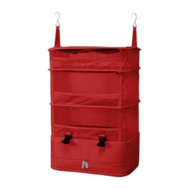 Imagem de predolo Prateleiras de viagem suspensas, bolsa de armazenamento de roupas, bolsa portátil para armário, cabide de guarda-roupa, Vermelho