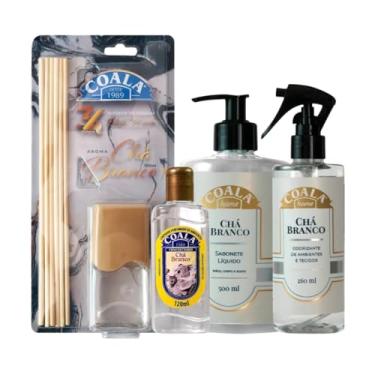 Imagem de Kit Coala Chá Branco com 4 Produtos – Limpador Concentrado 120ml + Sabonete Líquido 500ml + Difusor de Aromas 100ml + Odorizante de Tecidos 260ml