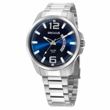 Imagem de Relógio Masculino Seculus Prateado Calendário Prova d'água - Seculos