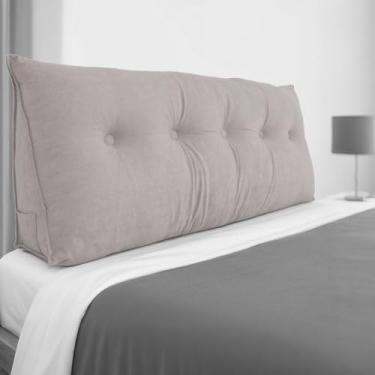 Imagem de FAHKNS Travesseiro Queen com cunha para cabeceira, cama removível, almofada triangular para cama, sofá, pátio, janela de vidro, cinza claro