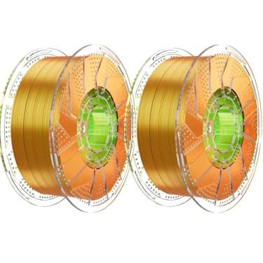 Imagem de Chitu Systems Filamento PLA de seda tricolor Conjure, filamento laranja dourado verde, diâmetros de 1,75 ± 0,02 mm, filamento de impressora 3D 2 x 1 kg, pacote de 2 kg