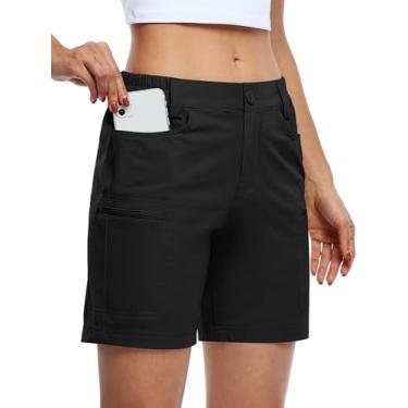Imagem de Willit Short feminino de golfe para caminhada com stretch Qucik Dry com bolsos cargo resistente à água ao ar livre verão, Preto, P