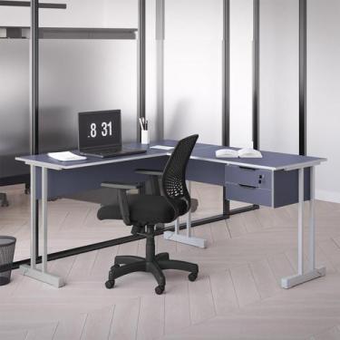 Imagem de Mesa de Escritório em L Ethos Estilo Industrial 2 Gavetas com Chave Es