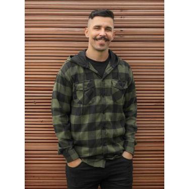 Imagem de Camisa Flanela Xadrez Manga Longa C/ Capuz P Ao G4. - Maximus, Verde c