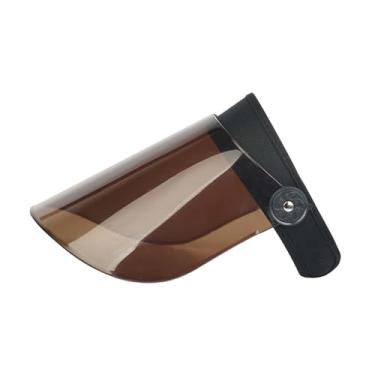 Imagem de IEUDNS Chapéu com viseira de sol, chapéu de proteção solar, boné de praia, elegante, lente ajustável, ângulo de proteção facial para golfe, acampamento, Marrom