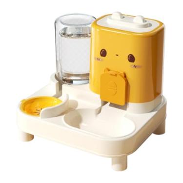 Imagem de Ioensy Alimentador automático para gatos e dispensador de água, tigela de comida para animais de estimação, tigela compacta para cães, estação de, Amarelo