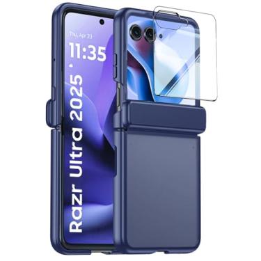 Imagem de HAOMRIYL Capa para Motorola Razr 60 Ultra/60, protetor de tela integrado à prova de choque translúcido PC capa protetora com dobradiça fina, azul, 60 Ultra
