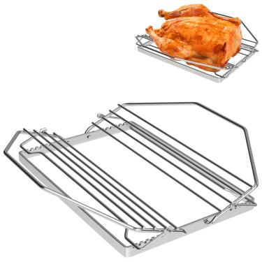 Imagem de EasiBBQ Rack ajustável para assados de peru para grelha ou defumador, grelhador de arame de aves de capoeira para Turquia, acessórios de suporte de torrefação de peru