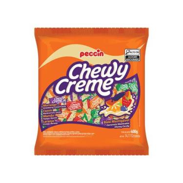 Imagem de Bala mastigável Chewy Creme Sabor Frutas Sortidas Peccin Pacote 400gr