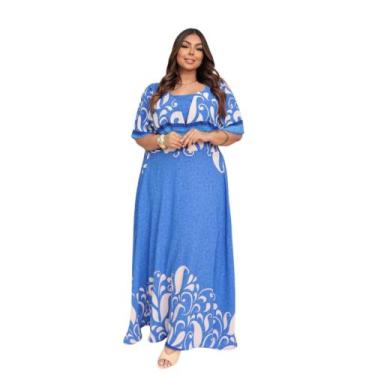Imagem de Vestido Longo Estampado Plus Size 8 Geração G1 G2 G3 G4 - Reyn Store, 
