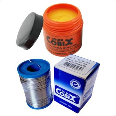 Imagem de Kit Solda Estanho em Fio 1m 60x40 (SnxPb) Fluxo 250g + Pote Pasta 110g Potinho Soldagem Cobix