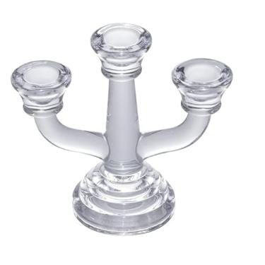 Imagem de Candelabro Sofisticado Castiçal de Vidro Para 3 Velas 14x7x13cm
