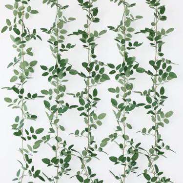 Imagem de mizii 5 pacotes de 863 cm, guirlanda de videiras artificiais, videira falsa com pequenas folhas verdes, folha de rosa de seda, plantas suspensas, vegetação, decoração para uso ao ar livre, mesa