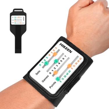 Imagem de Hikeen Marcador de pontuação de tela grande para raquete de tênis e padel, placa de pontuação de alça de pulso ajustável para pontos de gravação, jogos e conjuntos - sem cola, leve, números gravados a
