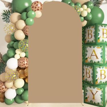 Imagem de SOMUAUY Capa Para Arco De Casamento Cáqui, 1,2 M, Elastano, Marrom, Redondo, Com Moldura Bege, Dupla Face, Decoração Balões Chá Bebê E Festa Aniversário
