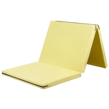 Imagem de KaRaDaStyle Tapete de ginástica tapetes dobráveis elásticos 180 cm x 78 cm x 5 cm exercício treino muscular crianças brincam horizontal tapete de barra esportes ioga à prova de som uso doméstico (Amarelo)