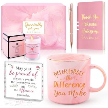 Imagem de Boss Lady Gift Difference Maker, presentes de agradecimento de funcionários para colegas de trabalho e professoras, Never Forget the Difference You Make Conjunto de caderno de canecas, presentes de