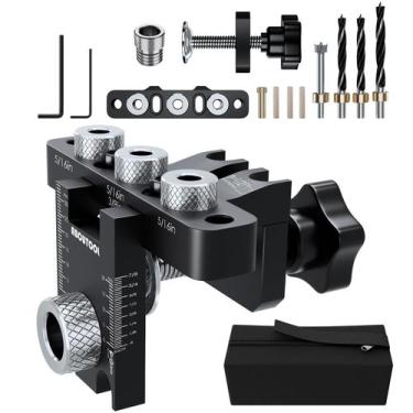 Imagem de Kit de gabarito de cavilha Aboutool para marcenaria com 3 brocas