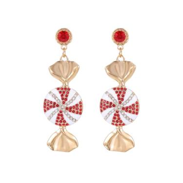 Imagem de Madison Tyler Brincos de Natal para mulheres | Natal laço vermelho Noel Papai Noel urso rosa meias casa quebra-nozes doce gorro suéter homem pão de gengibre expresso brincos martini joias de férias