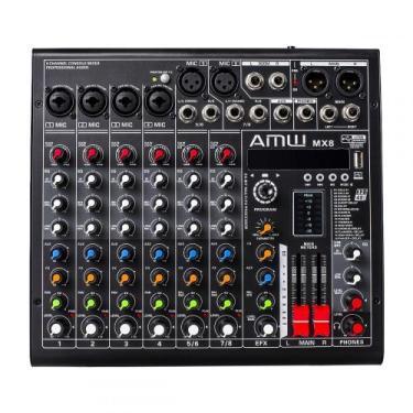 Imagem de AMW MX8 v2 Mesa de Som 8 Canais 6 XLR EFX Interface USB