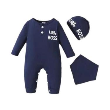 Imagem de Macacão Para Bebê Menino 0-12 Meses Com Mangas Longas E Estampa De Let