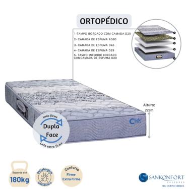 Imagem de Colchão Ortopédico Solteiro King 96x203 Protege Dupla Face até 180kg - Firme - Resistente -Medida Especial