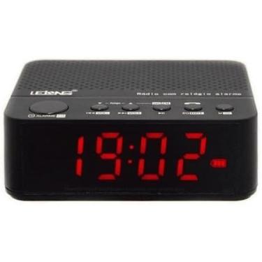 Imagem de Rádio Relógio Despertador Digital Bluetooth FM SD USB Display LED Alarme Duplo Preto