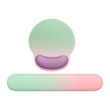Imagem de KiBcsLic Suporte de pulso para pad, apoio para mousepad com base antiderrapante, apoio de pulso confortável para teclado, pad para jogos de, Verde Rosa