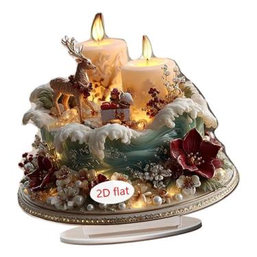 Imagem de XLWLLNJ Decoração de casa com tema de praga de Natal 2D com base de arte em acrílico para estante, armário, mesa central, sala de estar, 19.7 Cm de Largura