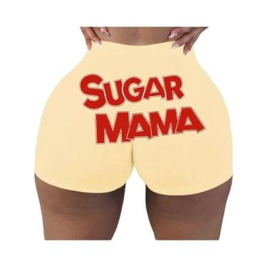 Imagem de Shorts De Yoga De Cintura Alta Para Mulheres, Estampados E Sexy, Calci