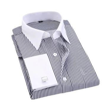 Imagem de Camisa Masculina Branca de Manga Comprida com Punho Francês - Tamanhos