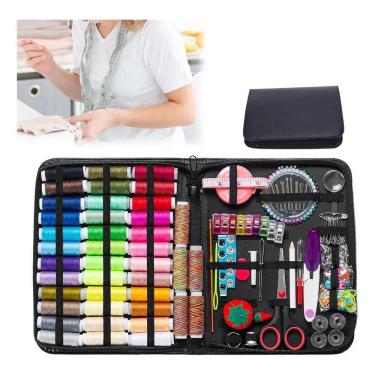 Imagem de 2X Kit De Costura Agulhas Tesoura Linhas Completo Com 229 Pe