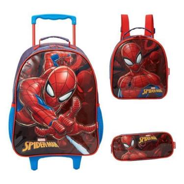 Imagem de Kit Mochila Carrinho Homem Aranha Spider Man Xeryus